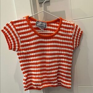 Orange and White Striped Tee